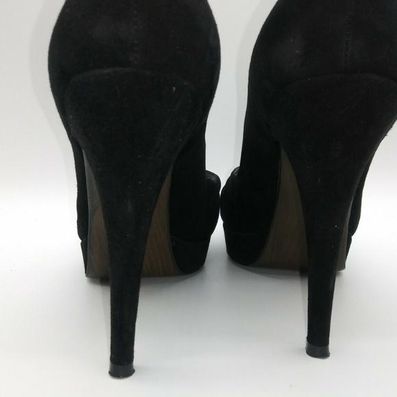 Stuart Weitzman Black Suede Peep Toe Stiletto High Heel Pumps Womens 10 Dress - Picture 7 of 9